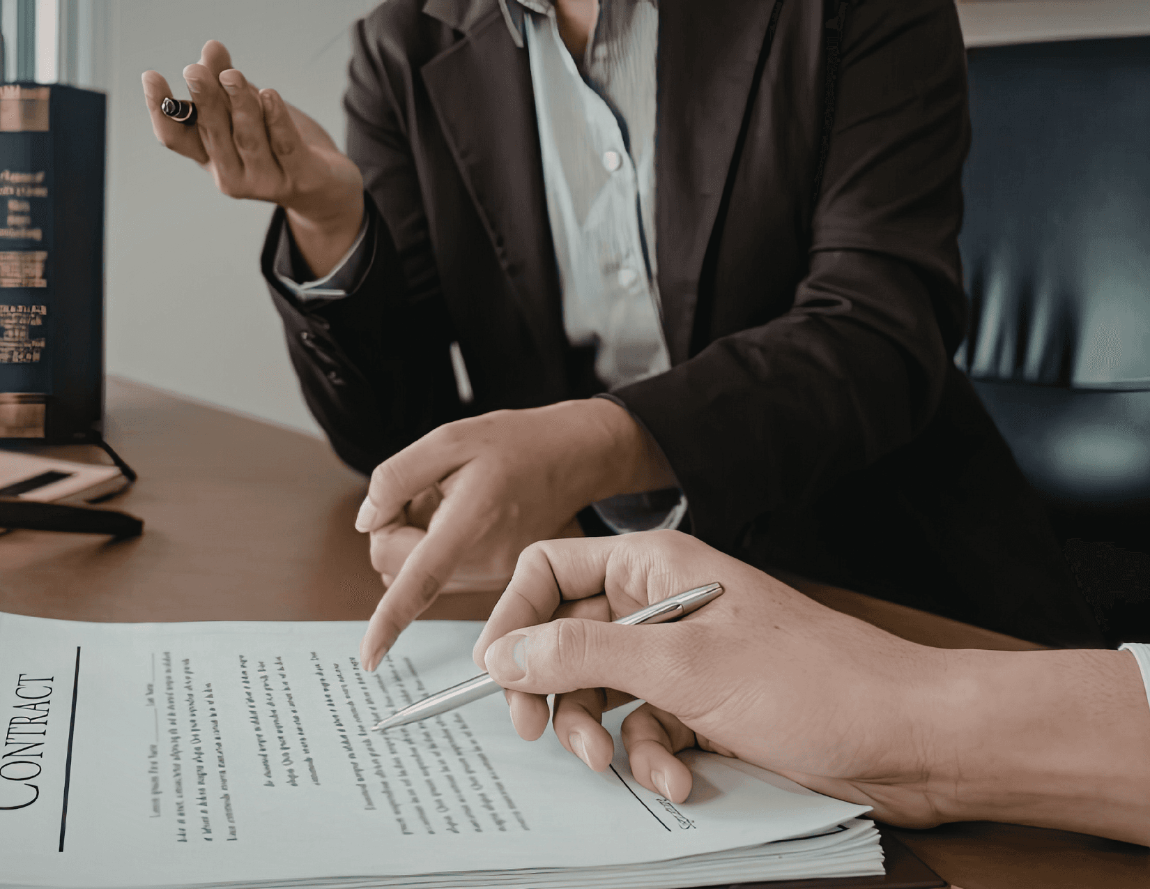 Specialist reviewing DMV paperwork with a client